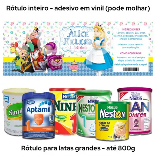 Rótulo Grande para Lata de Leite 800g Alice