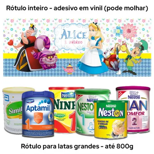 Rótulo Grande para Lata de Leite 800g Alice