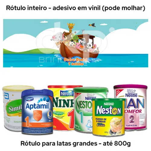 Rótulo Grande para Lata de Leite 800g Arca de Noé