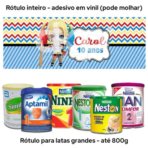 Rótulo Grande para Lata de Leite 800g Arlequina