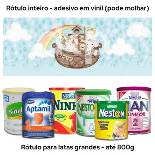 Rótulo Grande para Lata de Leite 800g Arca de Noé