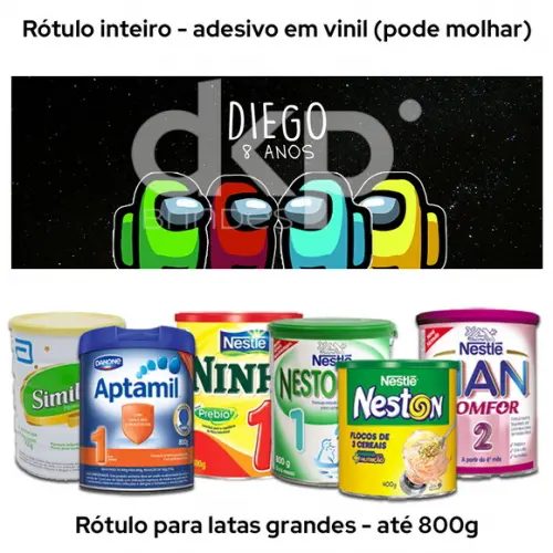 Rótulo Grande para Lata de Leite 800g Among Us