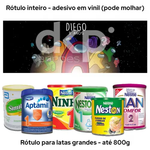 Rótulo Grande para Lata de Leite 800g Among Us