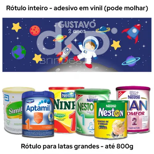 Rótulo Grande para Lata de Leite 800g Astronauta