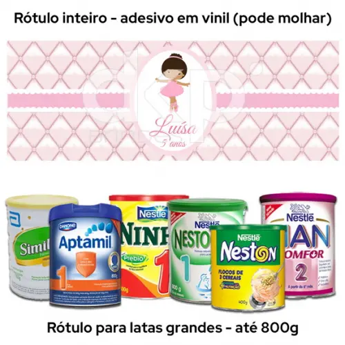 Rótulo Grande para Lata de Leite 800g Bailarina