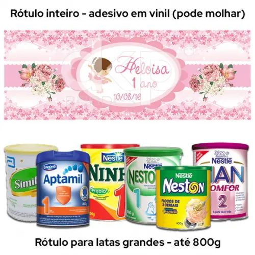 Rótulo Grande para Lata de Leite 800g Bailarina