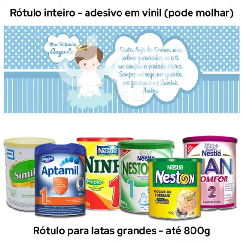 Rótulo Grande para Lata de Leite 800g Batizado