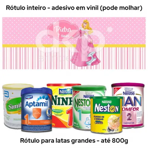 Rótulo Grande para Lata de Leite 800g Bela Adormecida