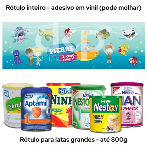 Rótulo Grande para Lata de Leite 800g Bita Fundo do Mar