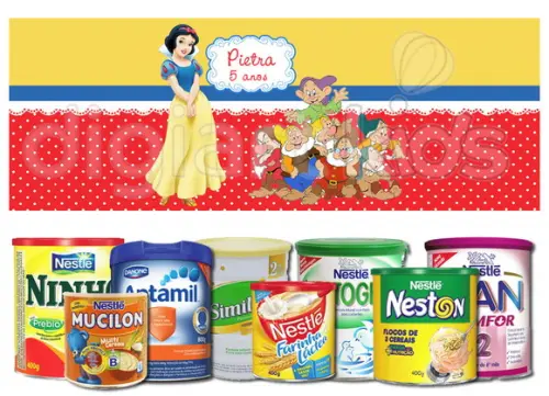 Rótulo Grande para Lata de Leite 800g Branca de Neve