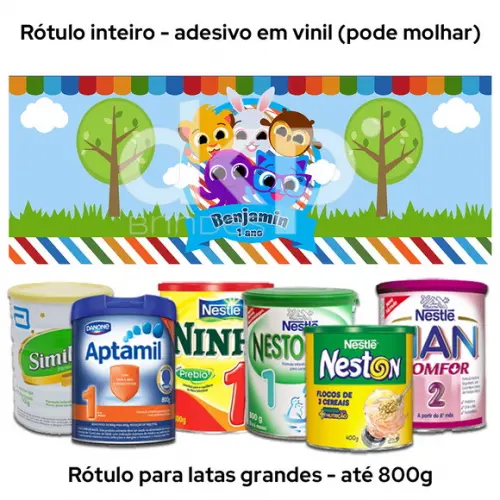 Rótulo Grande para Lata de Leite 800g Bolofofos
