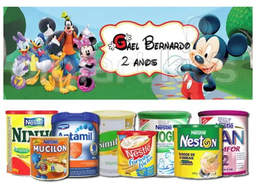 Rótulo Grande para Lata de Leite 800g Casa do Mickey