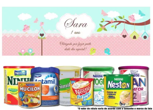 Rótulo Grande para Lata de Leite 800g Jardim Passarinho