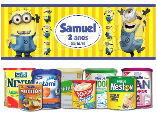 Rótulo Grande para Lata de Leite 800g Minions