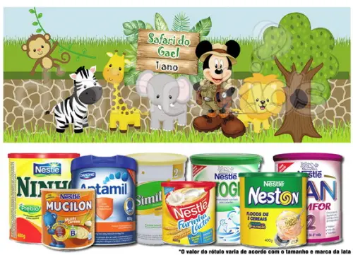 Rótulo Grande para Lata de Leite 800g Mickey Safari
