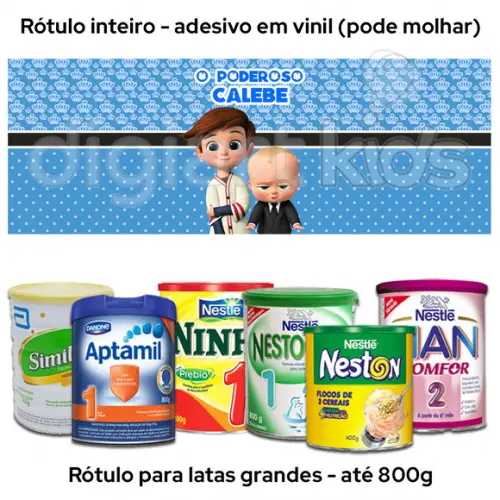 Rótulo Grande para Lata de Leite 800g Poderoso Chefinho