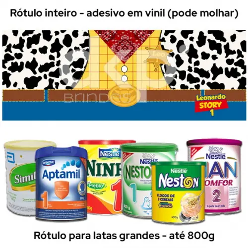 Rótulo Grande para Lata de Leite 800g Toy Story Woody