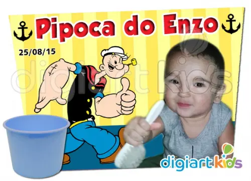 Rótulo Impermeável para Balde de Pipoca