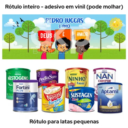 Rótulo para Lata de Leite 3 Palavrinhas