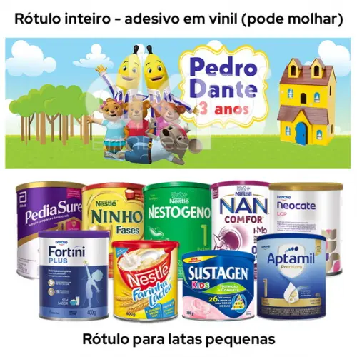 Rótulo para Lata de Leite 400g Bananas de Pijama