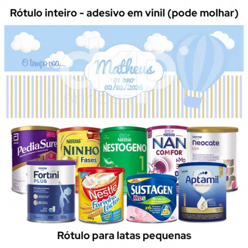 Rótulo para Lata de Leite 400g Balão Azul