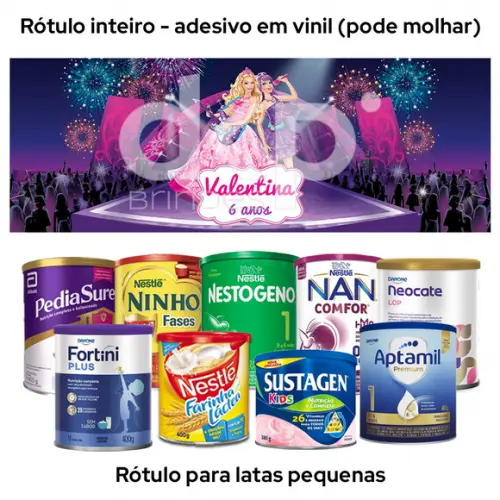 Rótulo para Lata de Leite 400g Barbie Pop Star