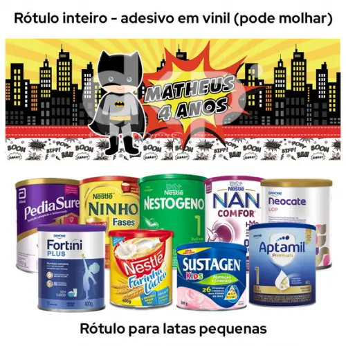 Rótulo para Lata de Leite 400g Batman Cute