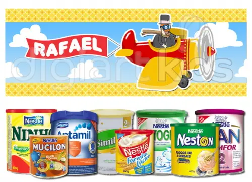 Rótulo para Lata de Leite 400g Bita no Avião