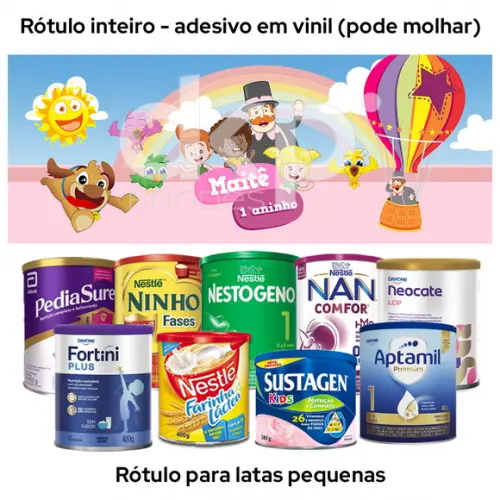 Rótulo para Lata de Leite 400g Bita Rosa