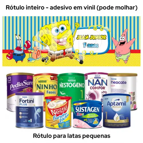 Rótulo para Lata de Leite 400g Bob Esponja