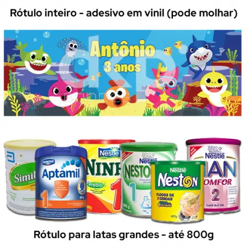 Rótulo para Lata de Leite 800g Baby Shark