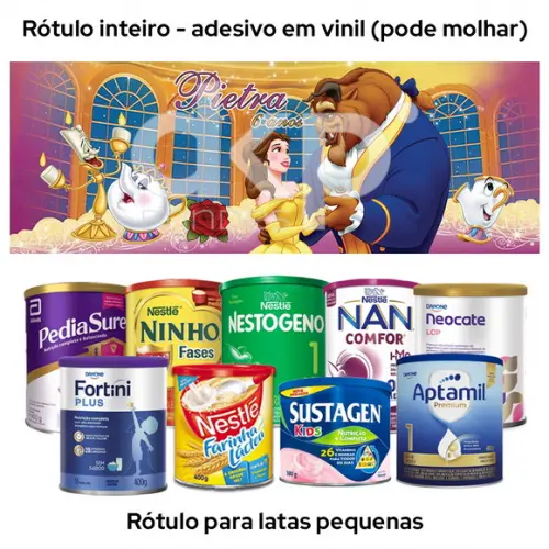 Rótulo para Lata de Leite a Bela e a Fera