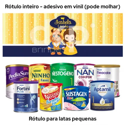 Rótulo para Lata de Leite a Bela e a Fera Baby