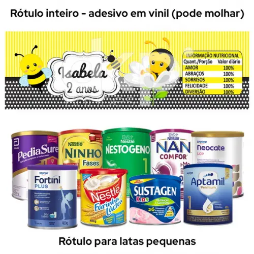 Rótulo para Lata de Leite Abelhinhas