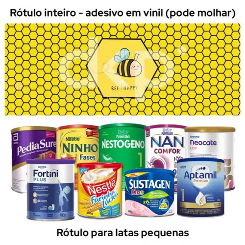 Rótulo para Lata de Leite Abelhinha Bee Happy