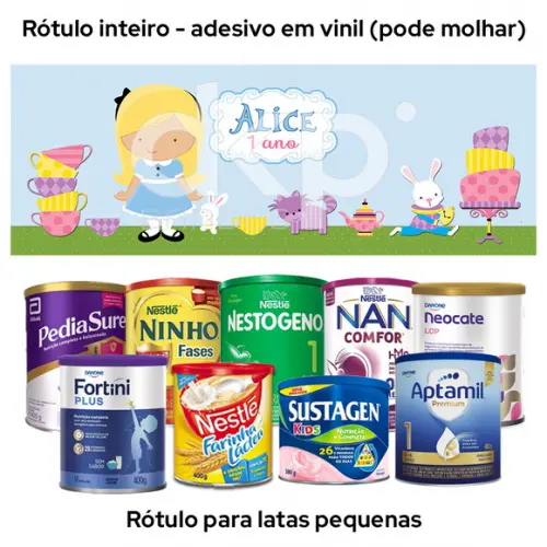 Rótulo para Lata de Leite Alice Cute