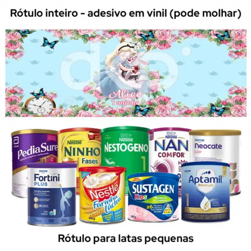 Rótulo para Lata de Leite Alice e Coelho