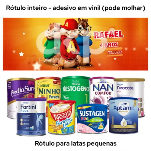 Rótulo para Lata de Leite Alvin e os Esquilos