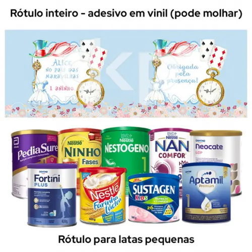 Rótulo para Lata de Leite Alice no País das Maravilhas