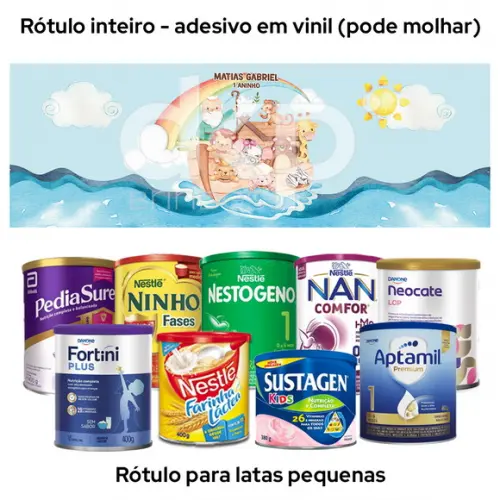 Rótulo para Lata de Leite Arca de Noé Aquarela