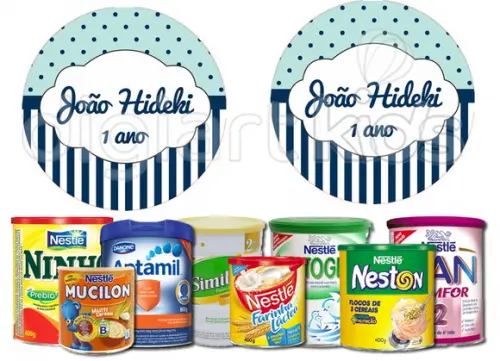 Rótulo para Lata de Leite Azul