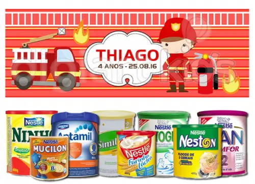 Rótulo para Lata de Leite Bombeiros