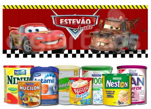 Rótulo para Lata de Leite Carros
