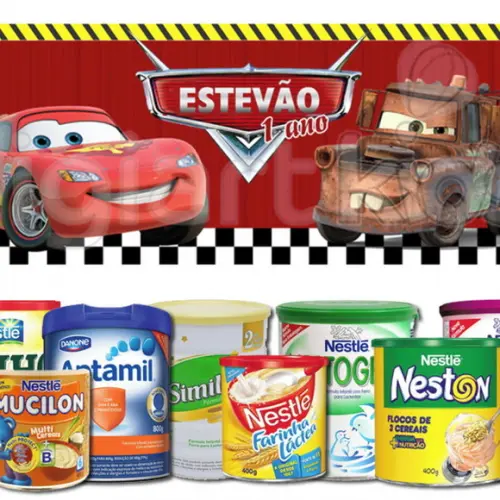 Rótulo para Lata de Leite Carros