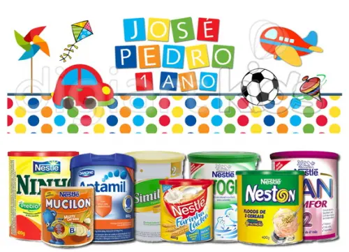 Rótulo para Lata de Leite Brinquedos
