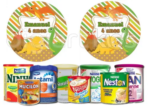 Rótulo para Lata de Leite Dinossauros