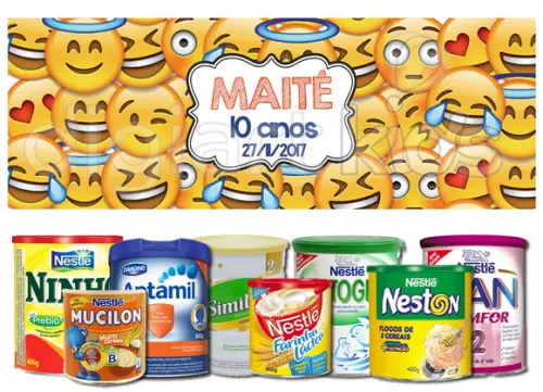 Rótulo para Lata de Leite Emojis