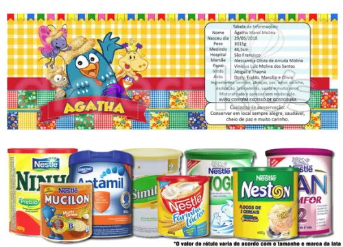 Rótulo para Lata de Leite Festa Junina Galinha Pintadinha