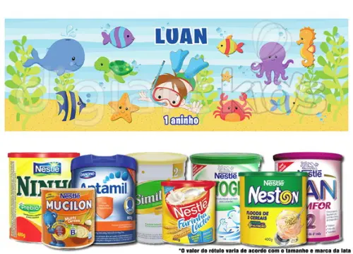 Rótulo para Lata de Leite Fundo do Mar