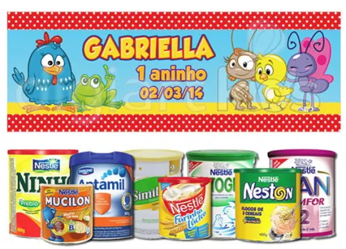 Rótulo para Lata de Leite Grande 800g Galinha Pintadinha